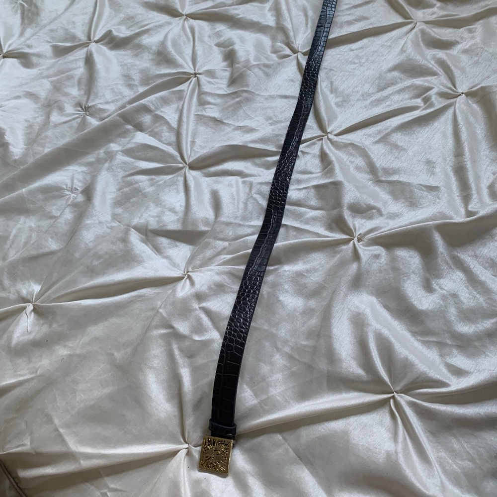 Anne Klein Dark Brown Croc Embossed Leather Belt sz M